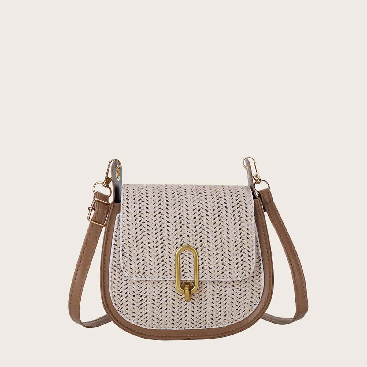 

Straw Saddle Bag, Brown