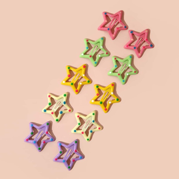 

10pcs Toddler Girls Star Decor Hair Clip, Multicolor