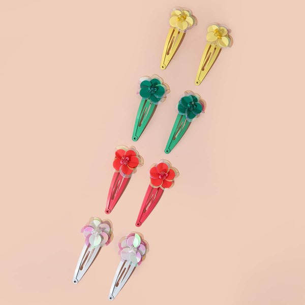 

8pcs Toddler Girls Flower Decor Hair Clip, Multicolor