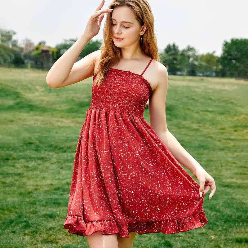 

All Over Print Cami Dress, Red