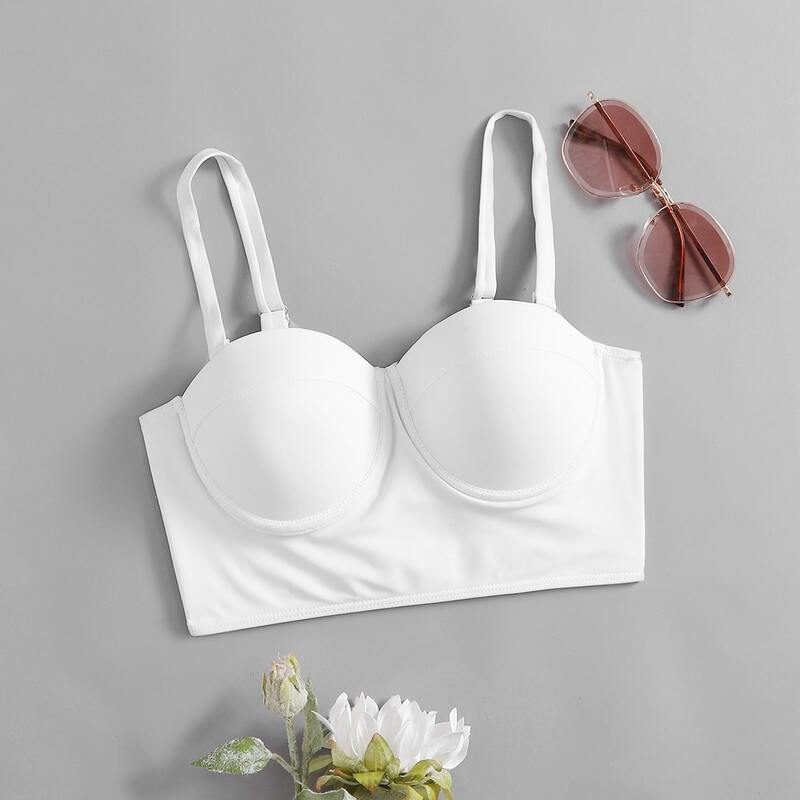 

Plain Push Up Bikini Top, White