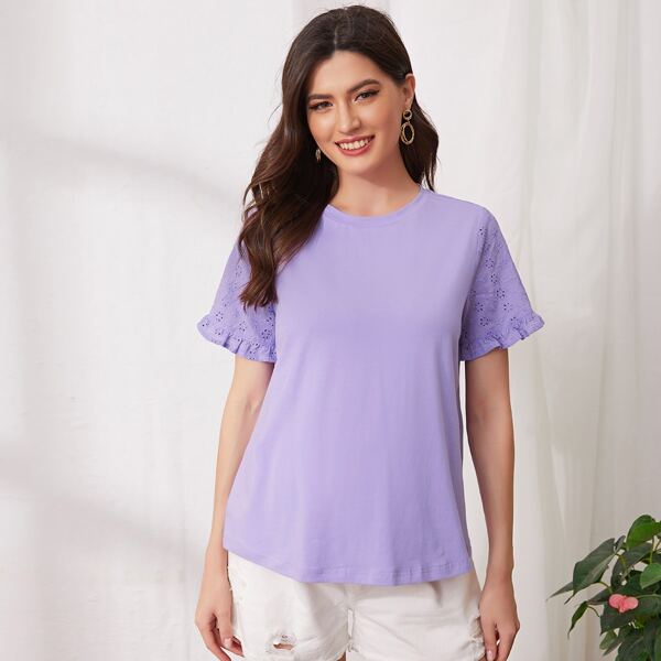 

Maternity Schiffy Flounce Sleeve Top, Lilac purple