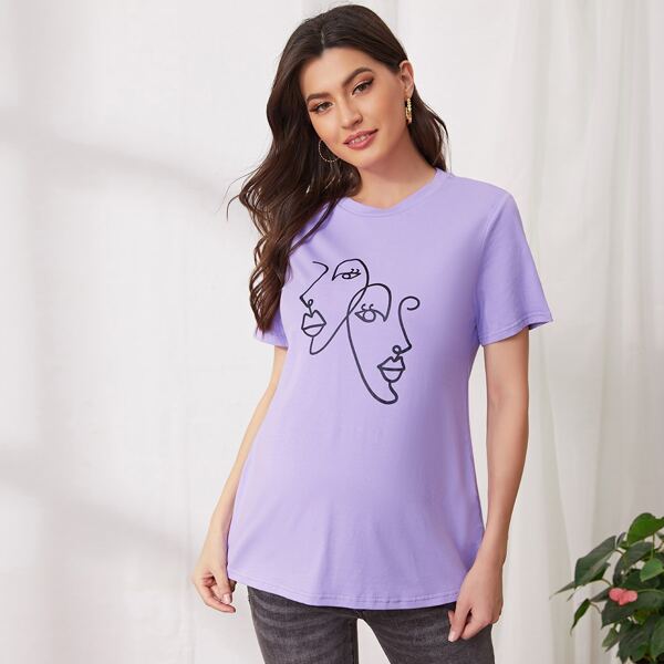 

Maternity Figure Graphic Tee, Violet purple