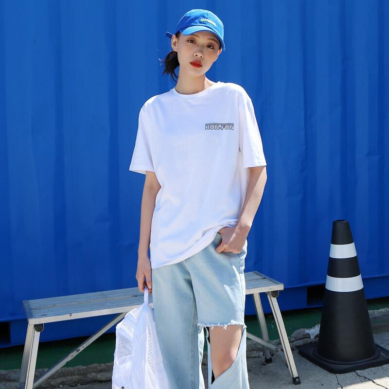 

Letter & Star Print Longline Tee, White