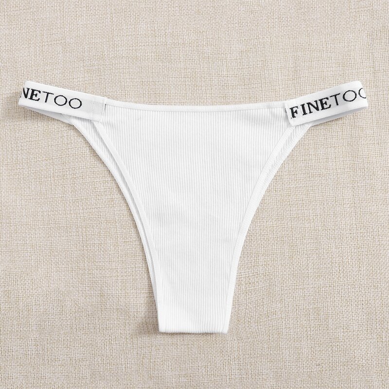 

Ribbed Letter Tape Panty, White