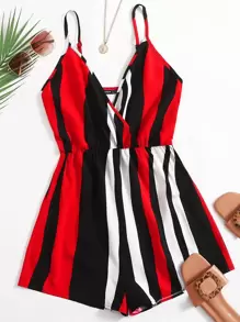 SHEIN VCAY Mono slip de color combinado de cuello cruzado - Multicolor - Ver 1