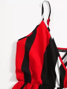 SHEIN VCAY Mono slip de color combinado de cuello cruzado - Multicolor - Ver 4