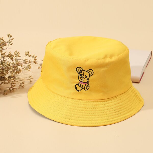 

Cartoon Embroidered Reversible Bucket Hat, Yellow