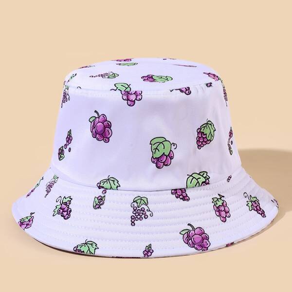 

Fruit Print Bucket Hat, White