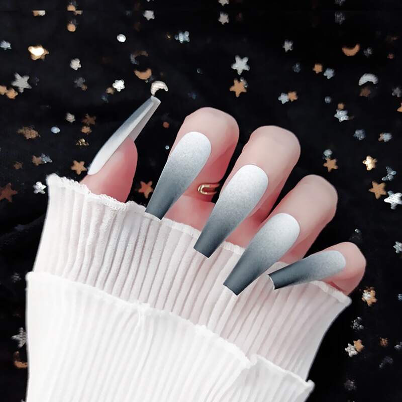 24pcs Ombre Fake Nail, Multicolor
