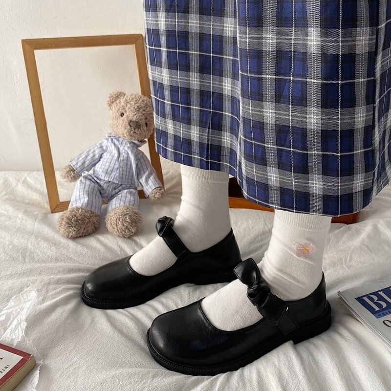 

Knot Strap Mary Jane Flats, Black