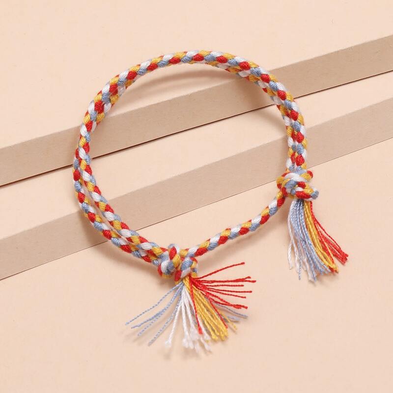 

Colorful Braided Tassel Bracelet, Multicolor