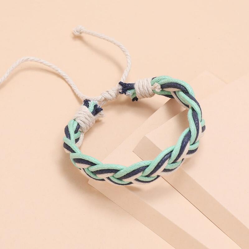 

1pc Colorful Braided Bracelet, Green