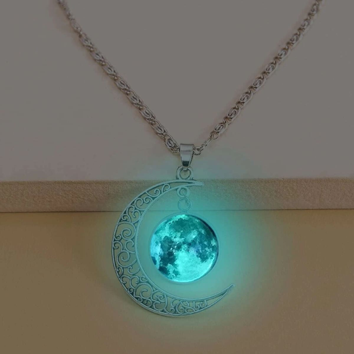 

Moon Pendant Necklace, Green