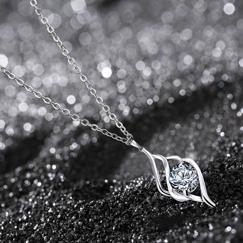 

Rhinestone Pendant Necklace, Silver