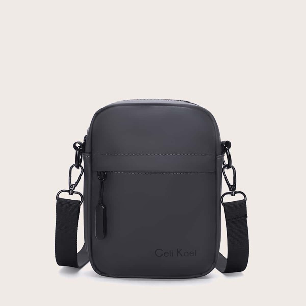 

Men Letter Graphic Crossbody Bag, Dark grey