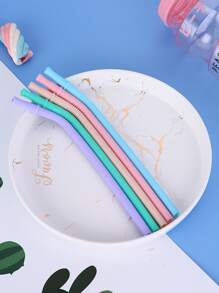 5入組隨機顏色矽膠吸管 - 彩色 - 查看 2