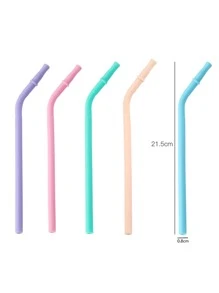 5入組隨機顏色矽膠吸管 - 彩色 - 查看 3