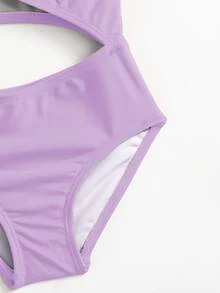 Toddler Girls Knot Front Cut-out One Piece Swimsuit - Lilac Purple - View 5