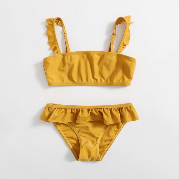 

Toddler Girls Ruffle Trim Bikini Swimsuit, Yellow