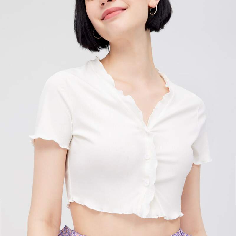 

V-neck Crop Tee, White