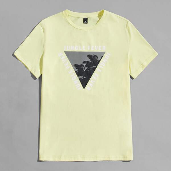 

Men Letter & Tree Graphic Tee, Yellow