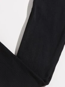 Easithlete 3入組無縫高彈力套裝工作套裝拇指孔上衣寬腰帶短褲 - 黑色 - 查看 5