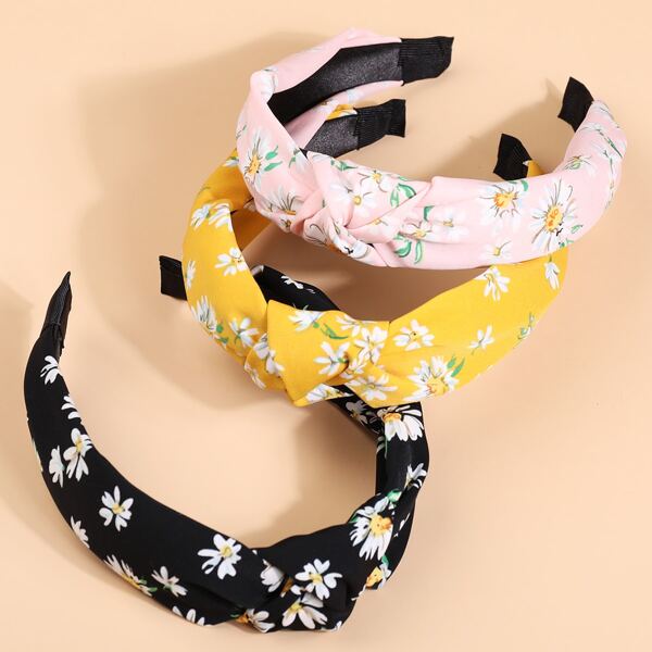 

3pcs Toddler Girls Floral Print Hair Hoop, Multicolor