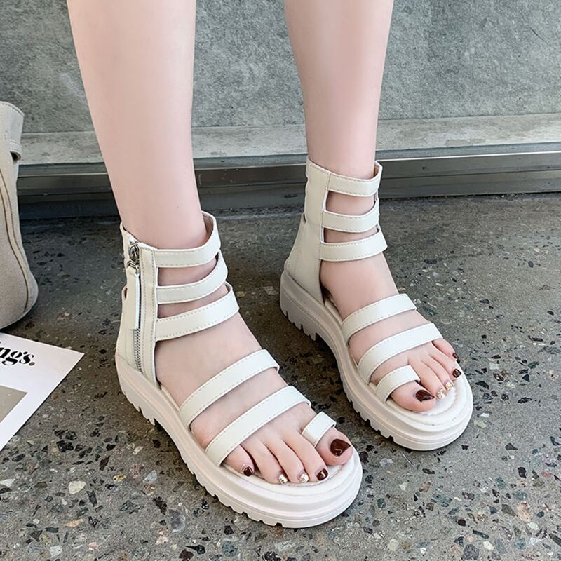 

Toe Ring Strappy Sandals, Beige