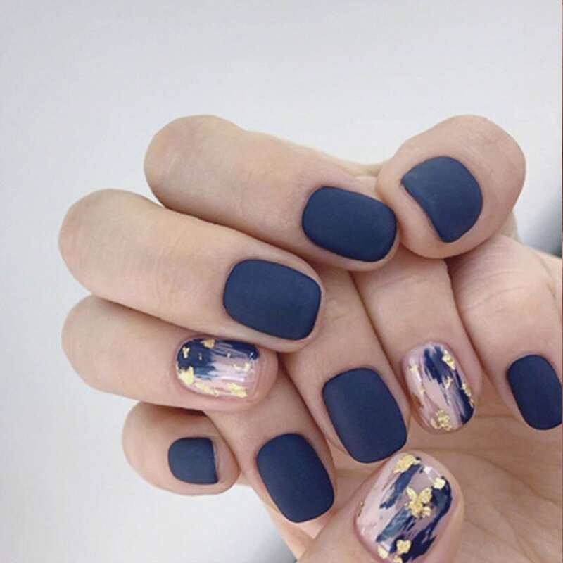 

24pcs Glitter Fake Nail, Multicolor