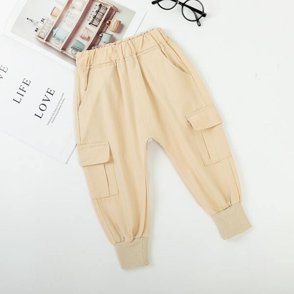 

Toddler Boys Solid Flap Pocket Pants, Khaki