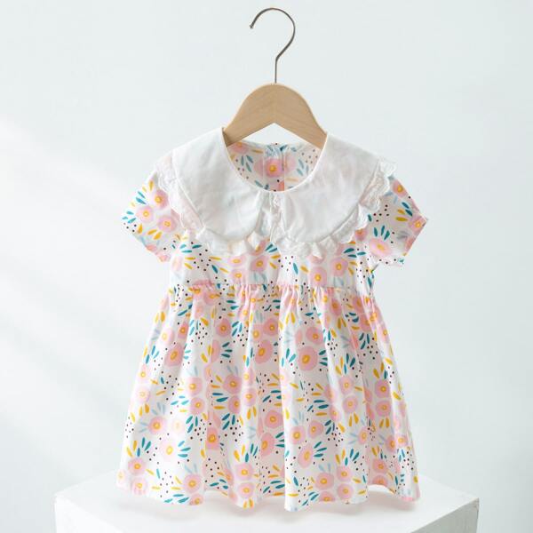 

Toddler Girls Floral Print Peter Pan Collar Dress, Multicolor