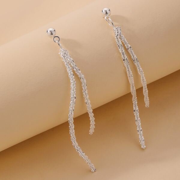 

Alloy Tassel Earrings, Silver