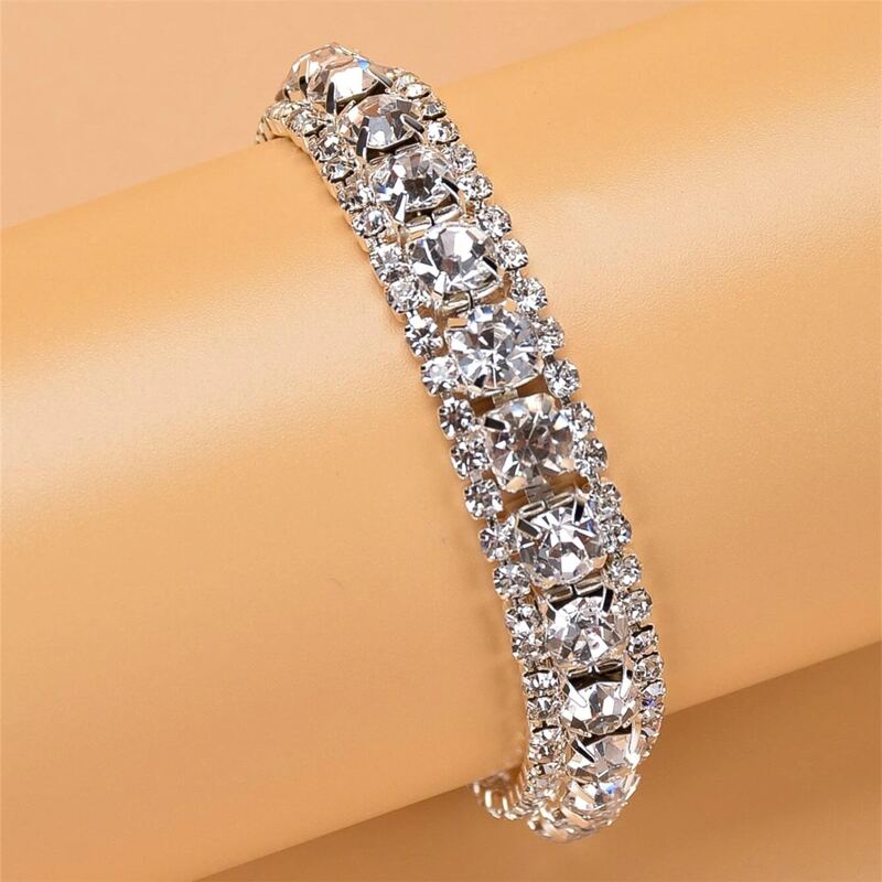

1pc Rhinestone Decor Bracelet, Silver