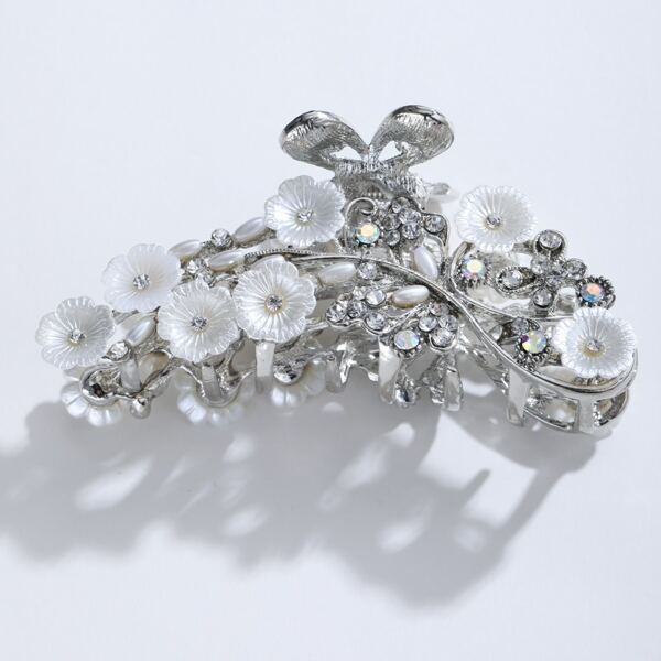

Rhinestone Decor Hair Claw, Silver
