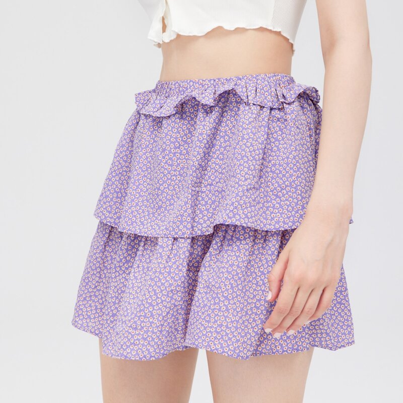 

Ditsy Floral Print Layered Hem Skirt, Multicolor