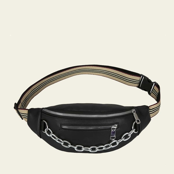 

Chain Decor Fanny Pack, Black
