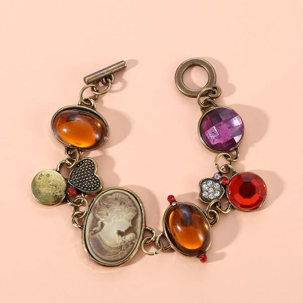 

Gemstone Decor Vintage Bracelet, Multicolor