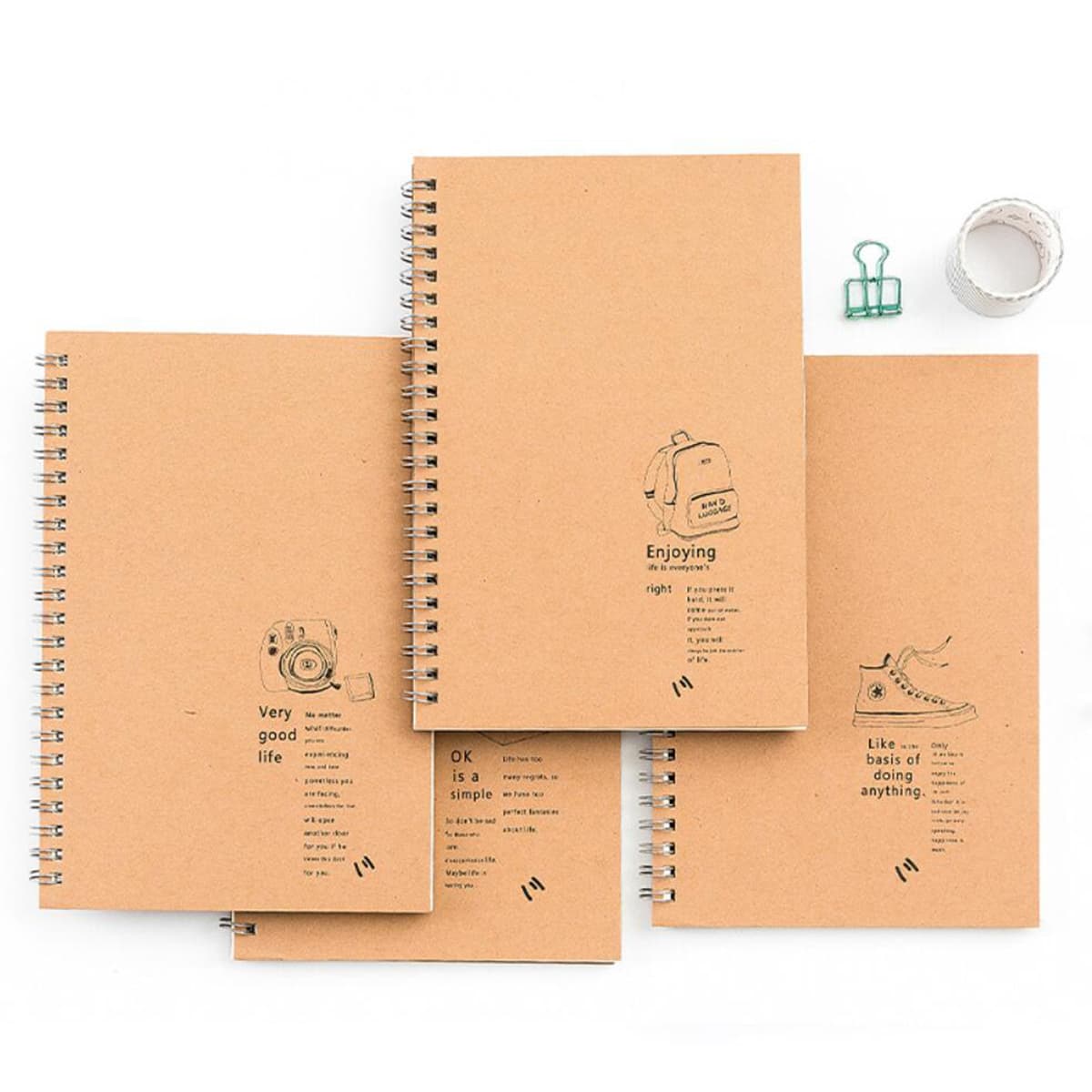 

1pc Random Spiral Notebook, Khaki