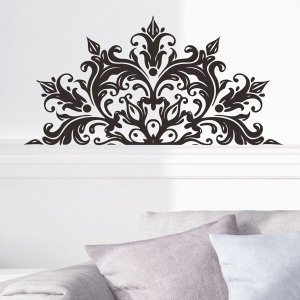 

1pc Royal Floral Pattern Wall Sticker, Black