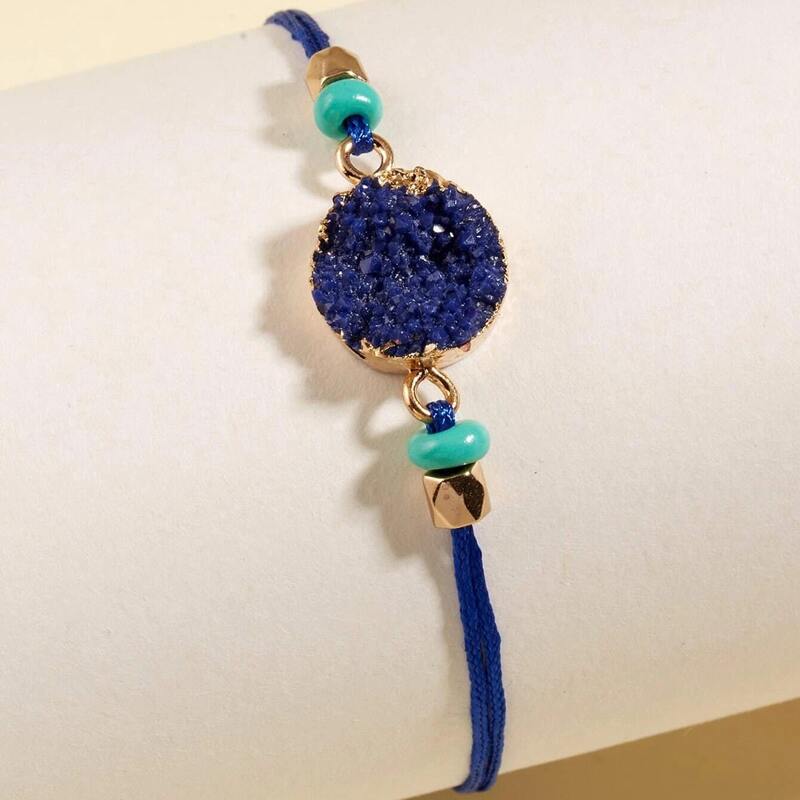 

Rhinestone Decor Rope Bracelet, Royal blue