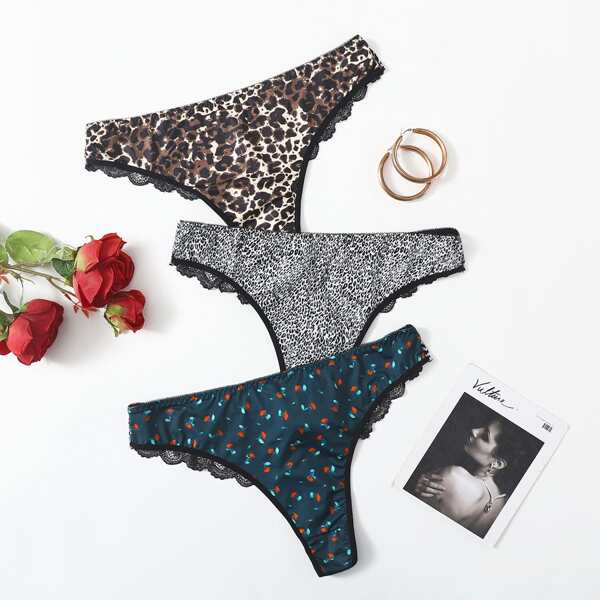 

3pack Plus Floral Lace Panty Set, Multicolor
