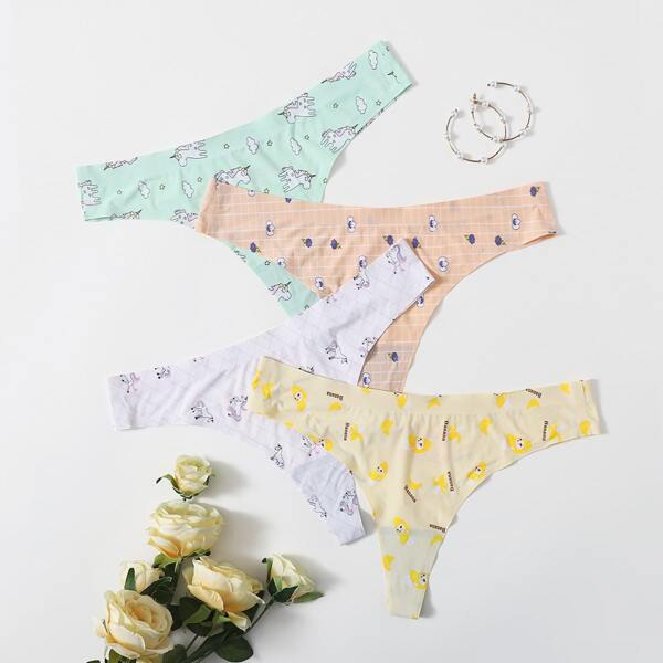 

4pack Plus Floral Print Panty Set, Multicolor