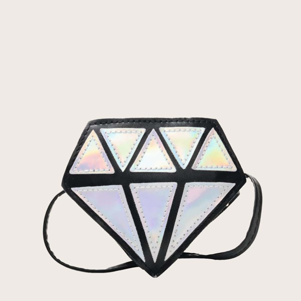 

Kids Diamond Design Crossbody Bag, Silver