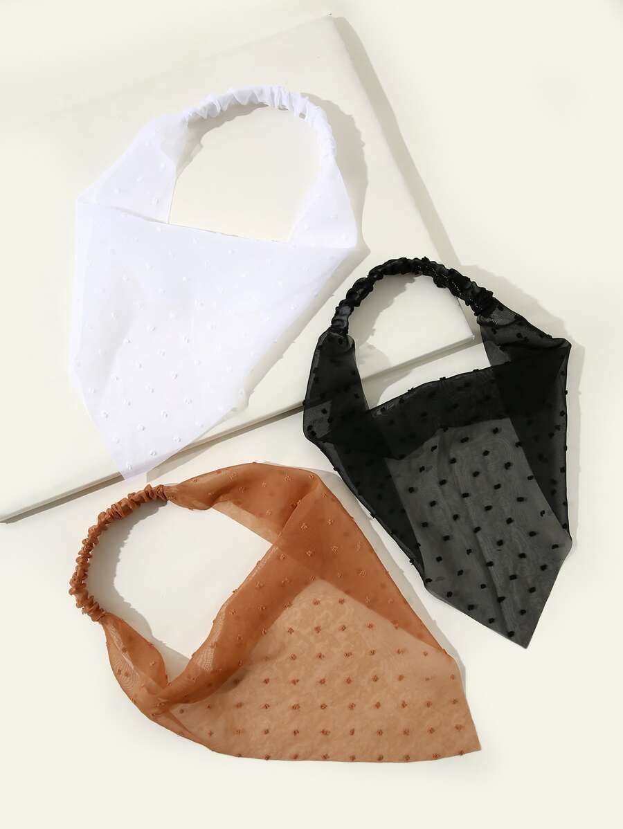 波西米亞風格3入組實色髮帶 - 彩色 - 查看 1