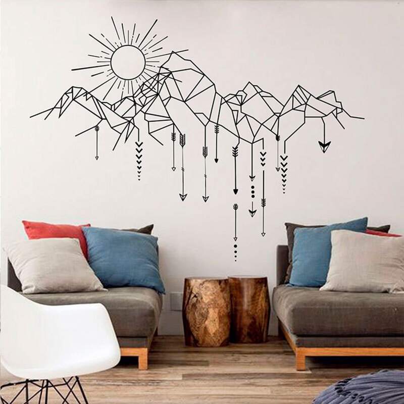 

Mountain & Sun Wall Sticker, Black
