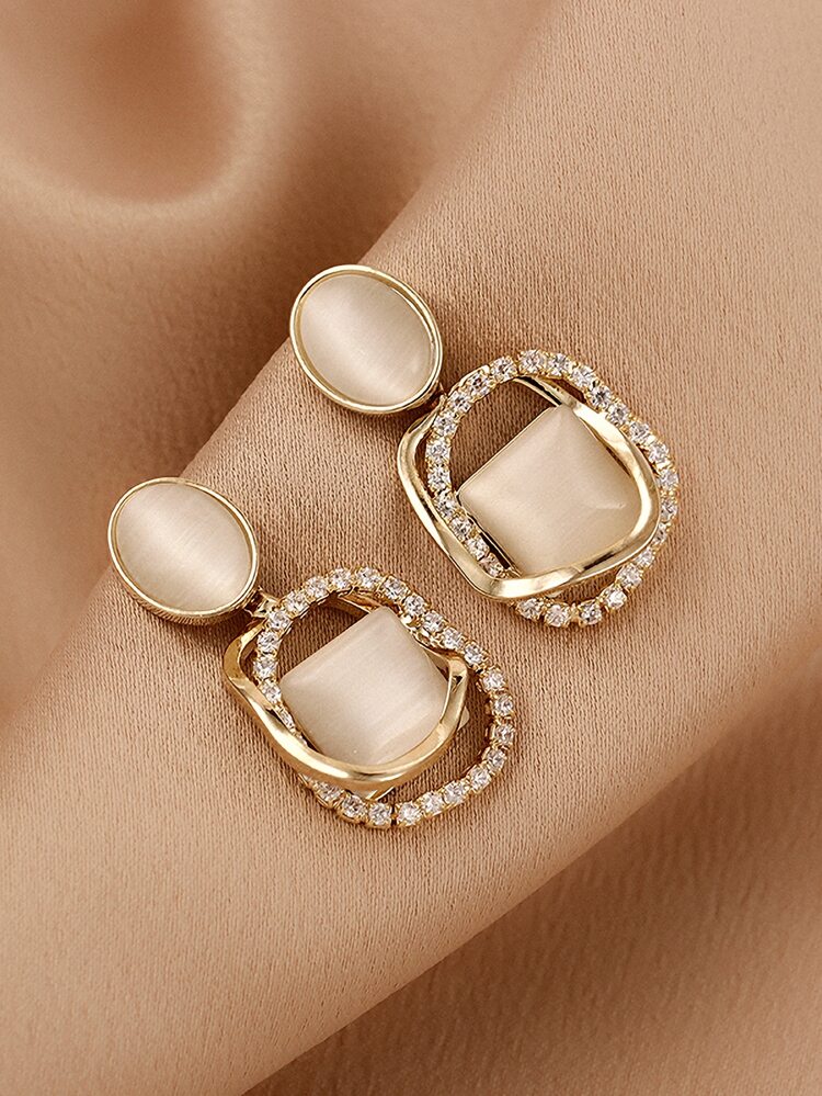 Rhinestone Decor Drop Earrings