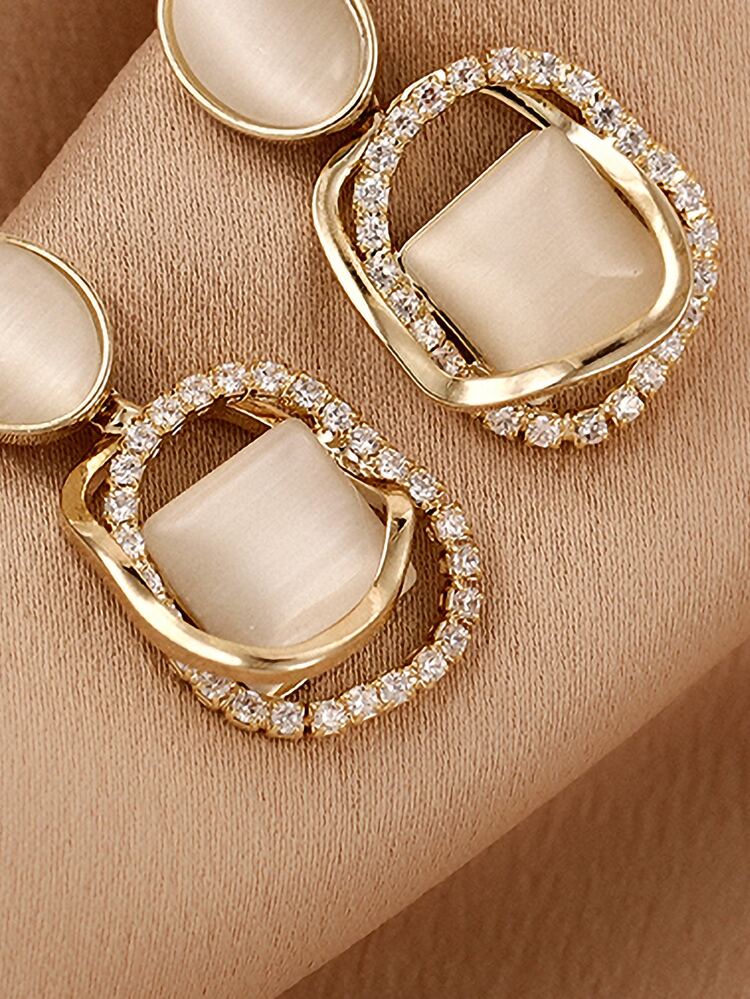 Rhinestone Decor Drop Earrings
