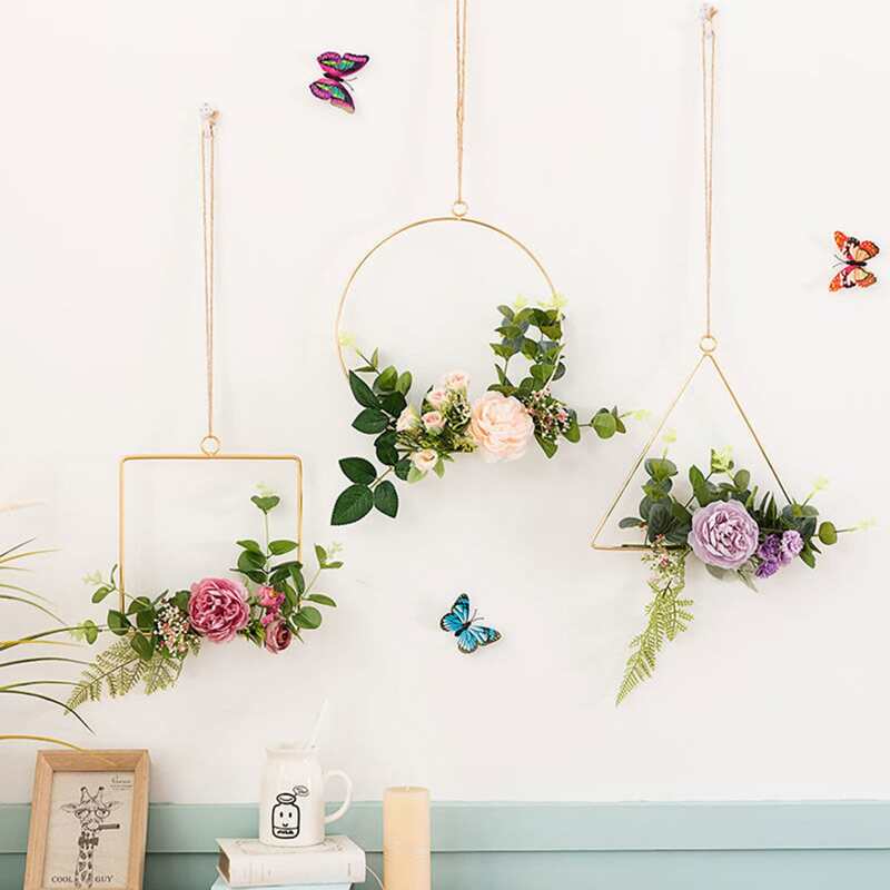 

1pc Random Geo Wall Hanging Without Flower, Gold