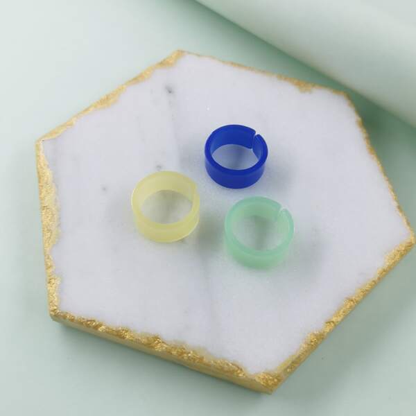 

3pcs Simple Solid Ring, Multicolor